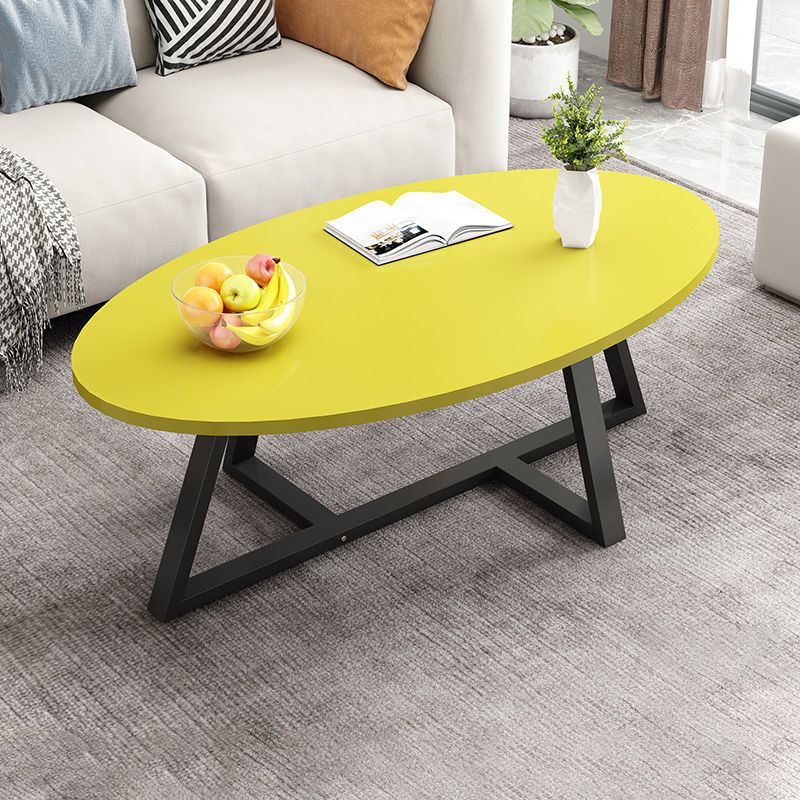 Glass Open Shelf Cocktail Table Oval Minimalist Modern Coffee Table