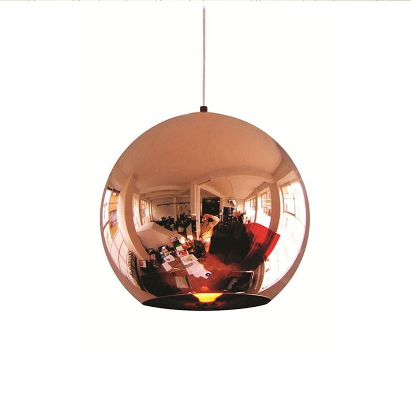 1-Light Globe Hanging Light with Bronze Electroplated Mirror Glass Shade Contemporary Simplicity Dining Room Lighting Fixture
