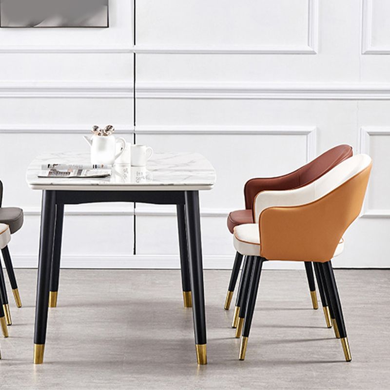 Glam Style Side Chair Open Back Leather Indoor Dining Chair for Home