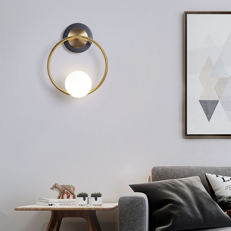 Discina de pared de vidrio blanco 1 lámpara de luz montada en la pared para sala de estudio