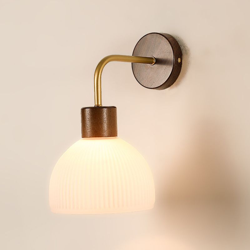 Glass Bowl Shape Wall Light Modern Style 1 Light Wall Light Sconce in Brown