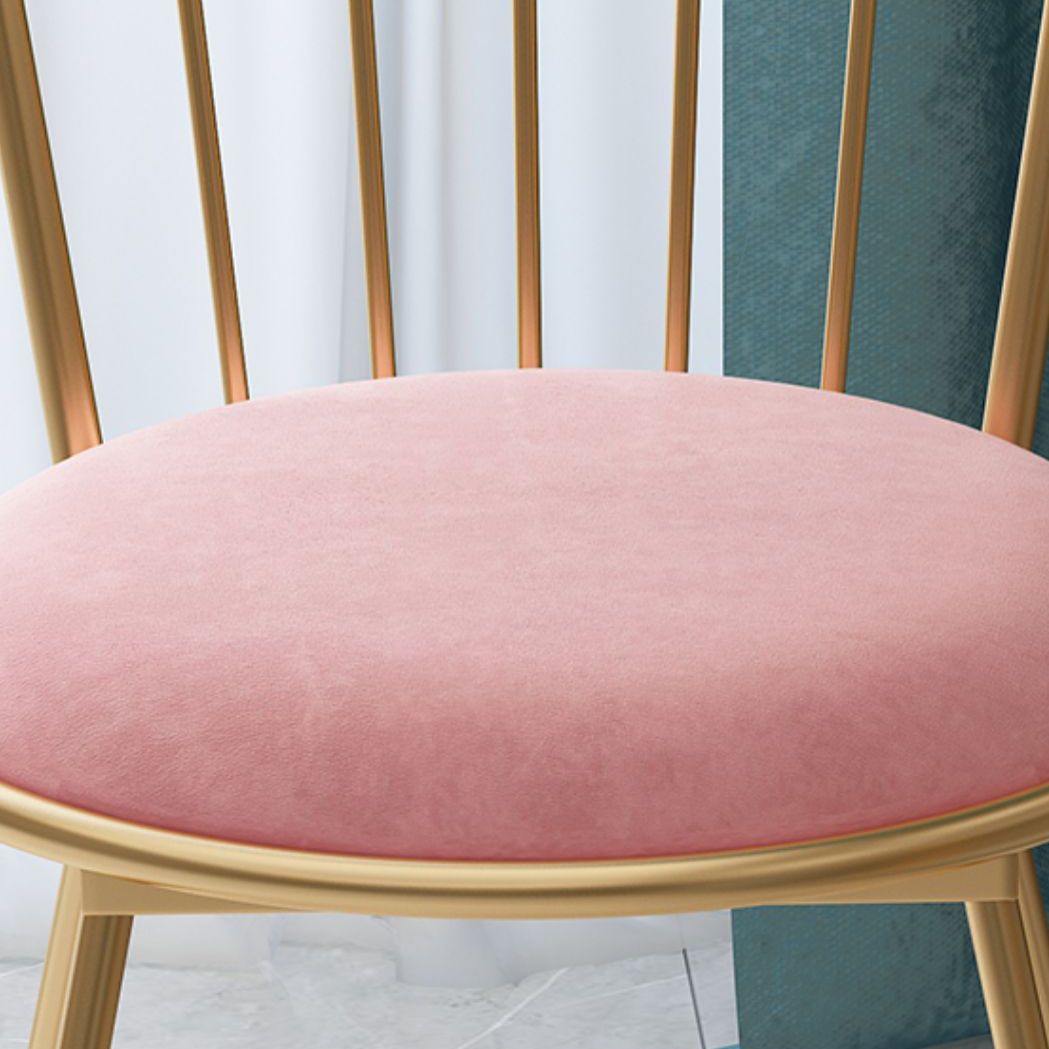 Glam Upholstered Armless Gold Legs Dining Room Side Dining Chair