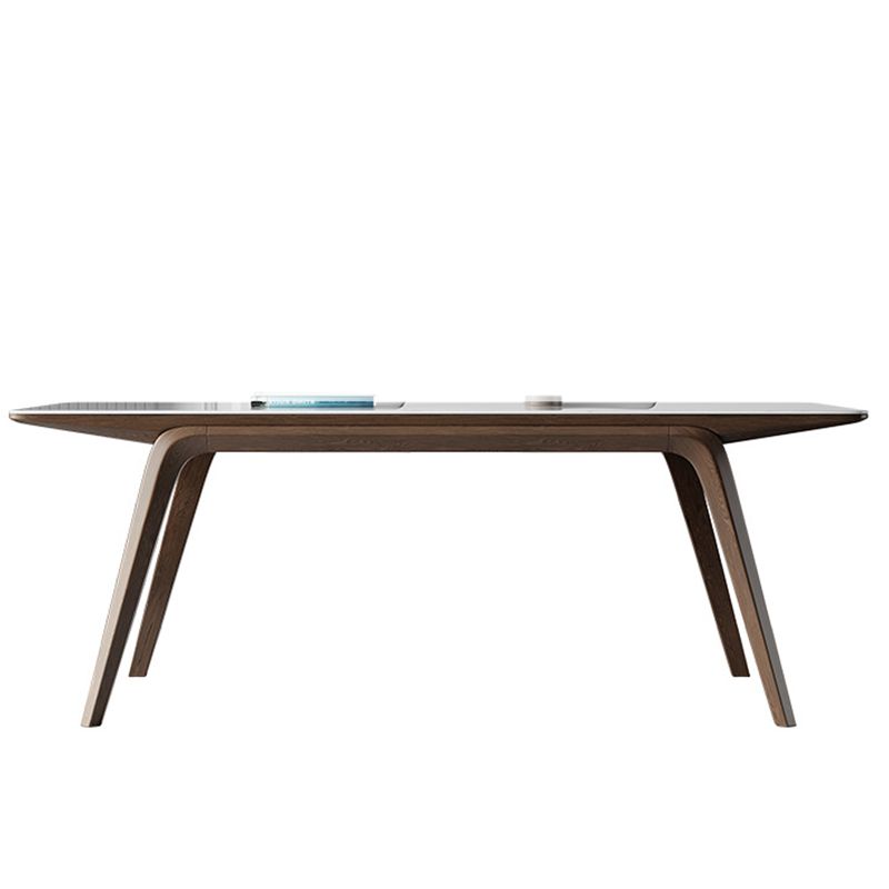 Modern Style Rectangle Table Sintered Stone Table with Wooden Legs for Home Use