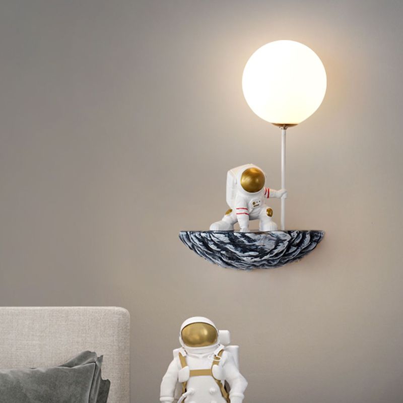 Modern Style Wall Mount Light 1-Light Spherical with Resin for Bedroom
