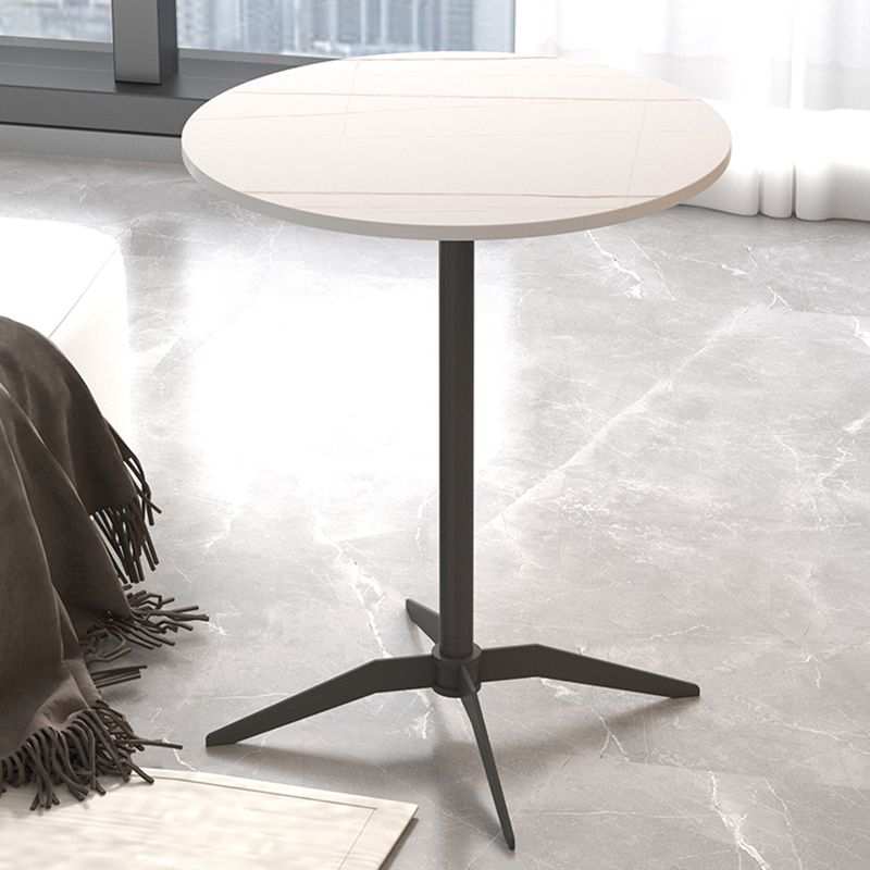 Modern Stone Cocktail Table with Black Pedestal Coffee Table - 21.7''/23.6''