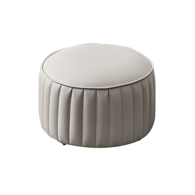Solid Color Leather Pouf Modern Simple Round Upholstered Footstool