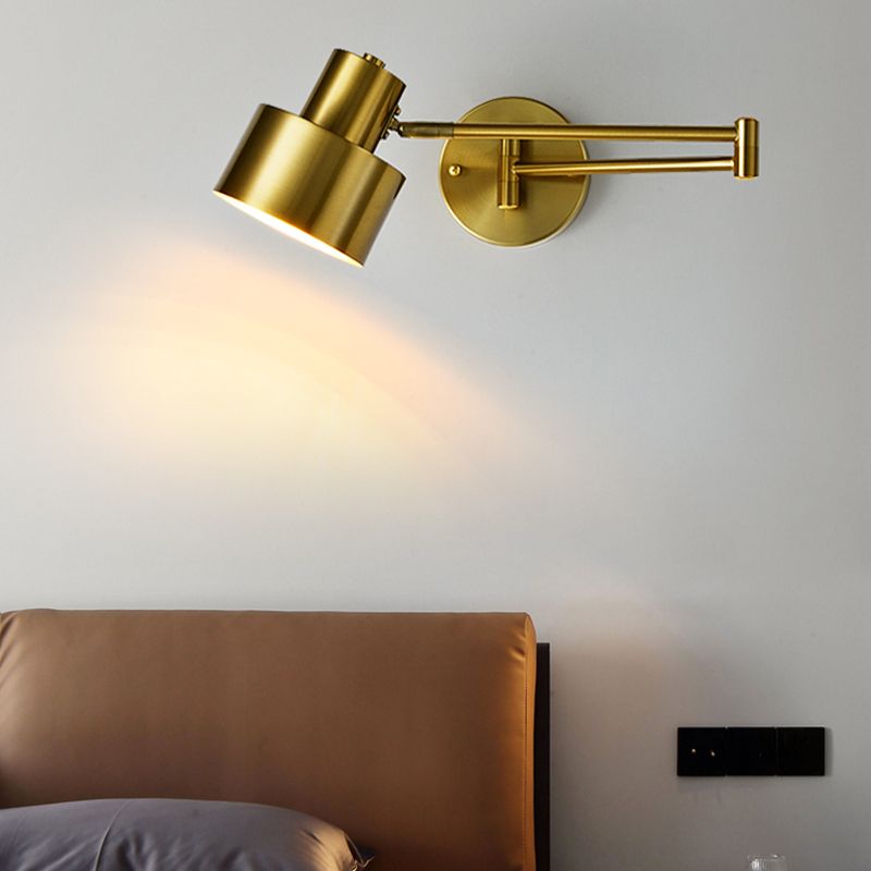 1 Light Swing Arm Flush Mount Wall Sconce Simplicity Metal Wall Mount Lamp