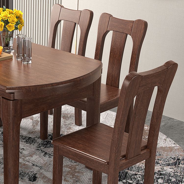 Table ronde en bois en bois en noyer extensible avec 4 jambes pour le restaurant
