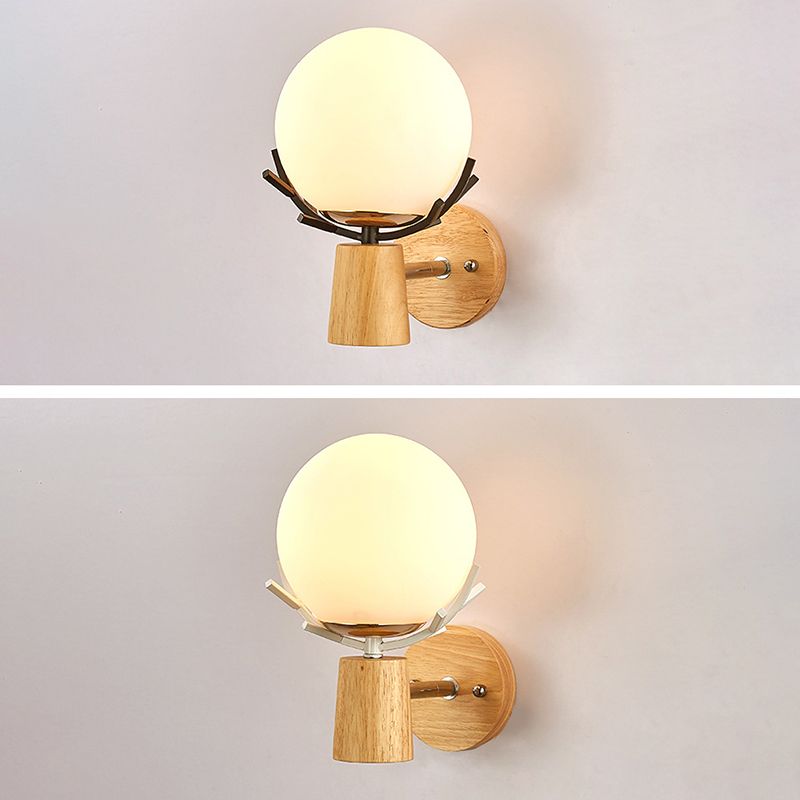 Creative Antler Mini Wall Lamp Nordic Style Solid Wood Simplicity Scone Light for Bedside
