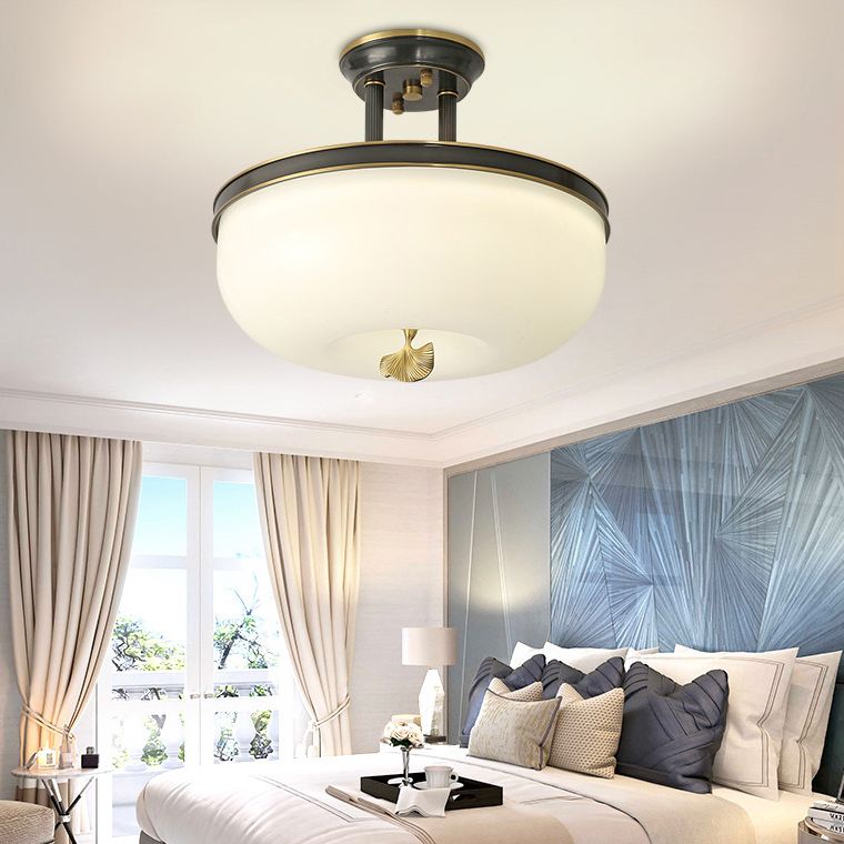 Klassische Schüsselform Semi Flush Lampglas LED Deckenleuchte für Wohnzimmer