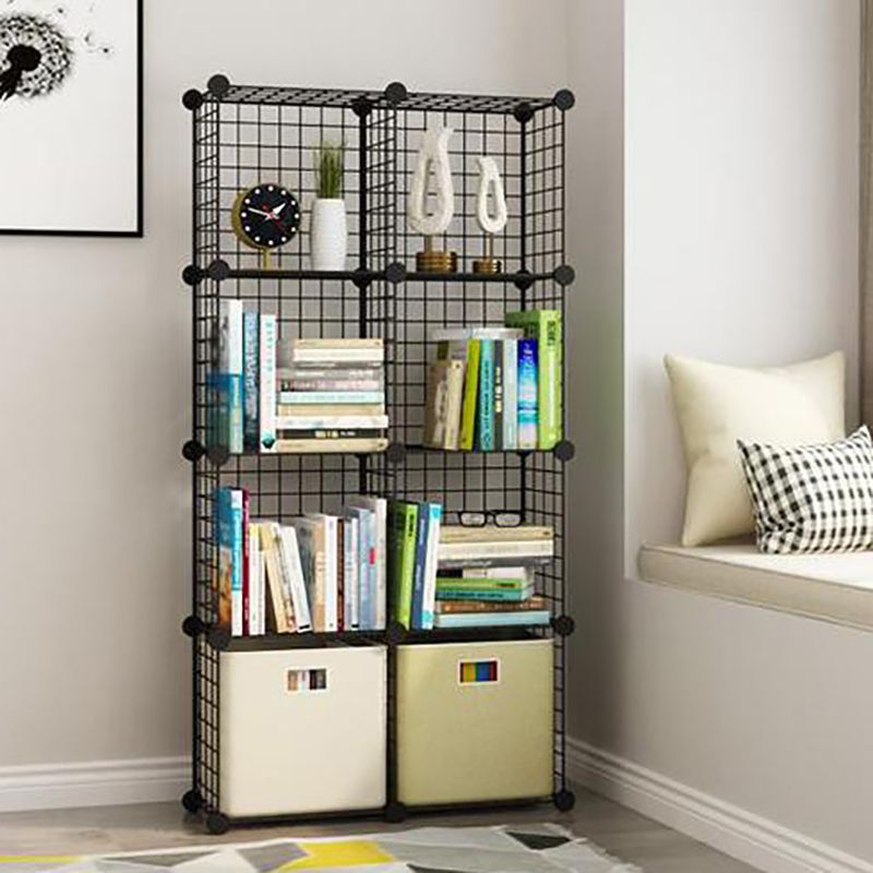 Contemporary Metal Bookcase Closed Back Bookshelf for Living Room