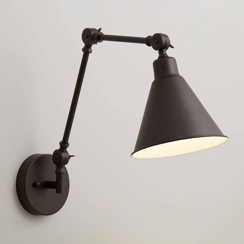 Black Modern Wall Sconce Cone Shape Wall Light with Metal Shade for Bedroom