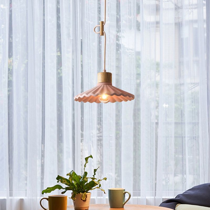 Modern Mini Colorful Pendant Light Lovely Cement Saucer Shade Single Pendant Light for Bedroom