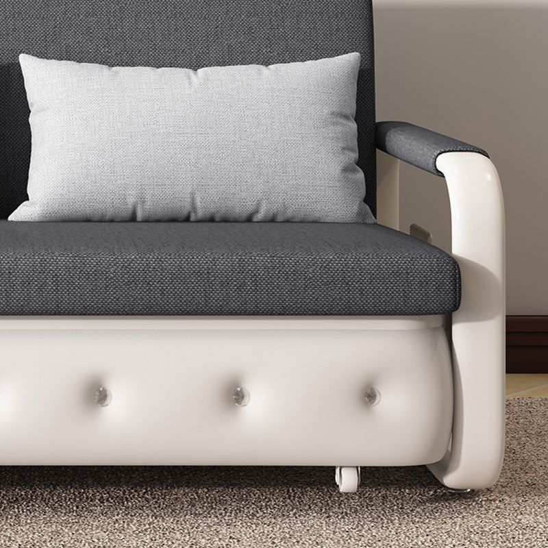 33.46"H Square Arm Sleeper Scandinavian Styled Sofa Bed with Pillows