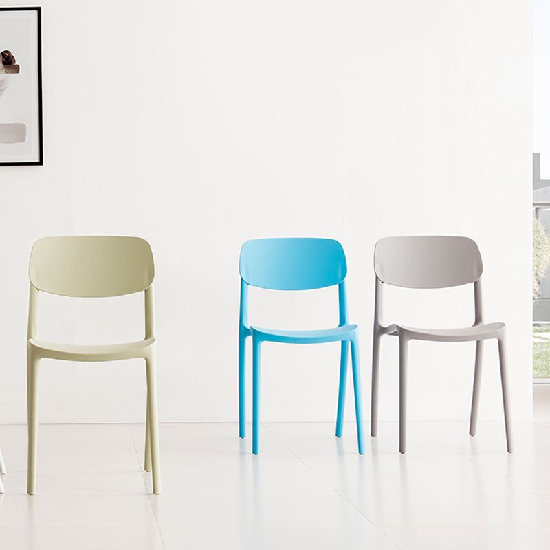 Glam Style Dining Room Chair Plastic Open Back Chair for Indoor