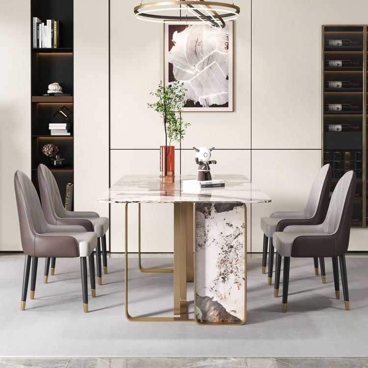 Rectangle Stainless Steel Dining Site Table Traditional Luxury Dinette Table for Home
