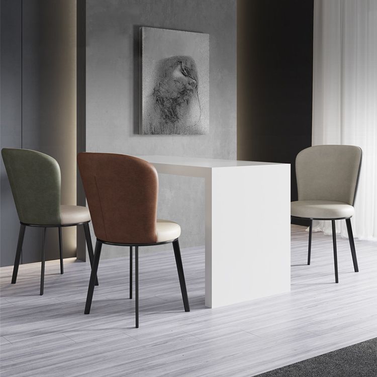 Contemporary Faux Leather Dining Chair Parsons Chair in Matte Finish for Brasserie