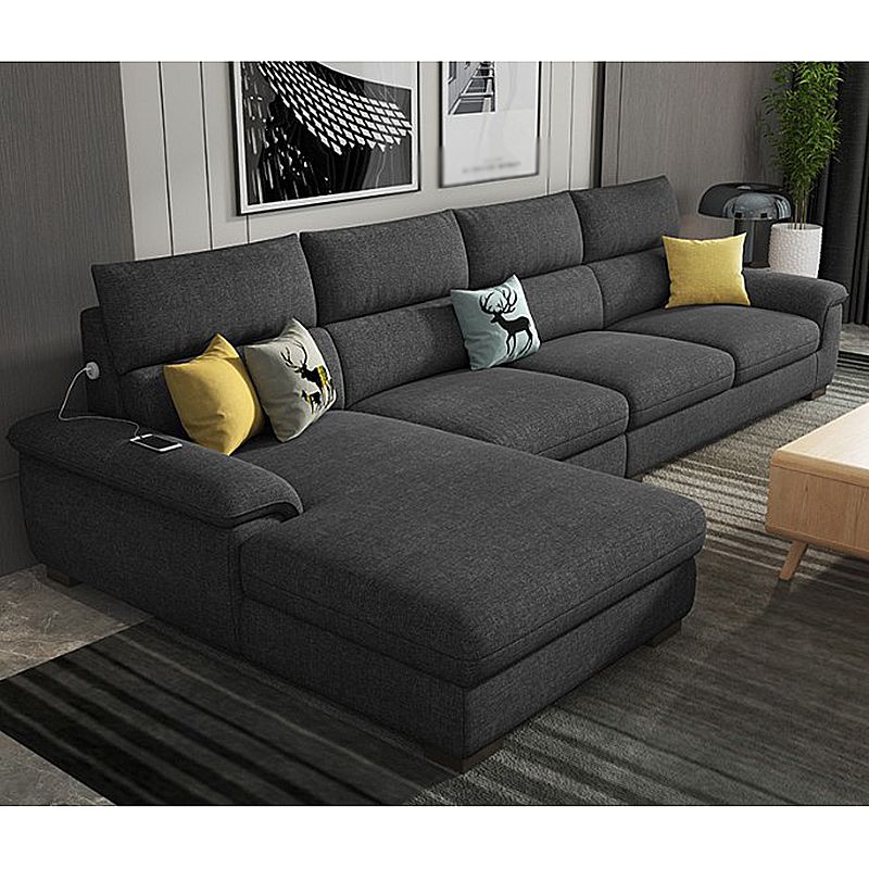 35.43"High Pillow Top Arm Sectional Slipcovered Sofa with Cushion Back