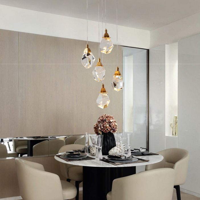 Geometric Hanging Light Fixtures Post-Modern K9 Crystal Ceiling Pendant for Stairwell