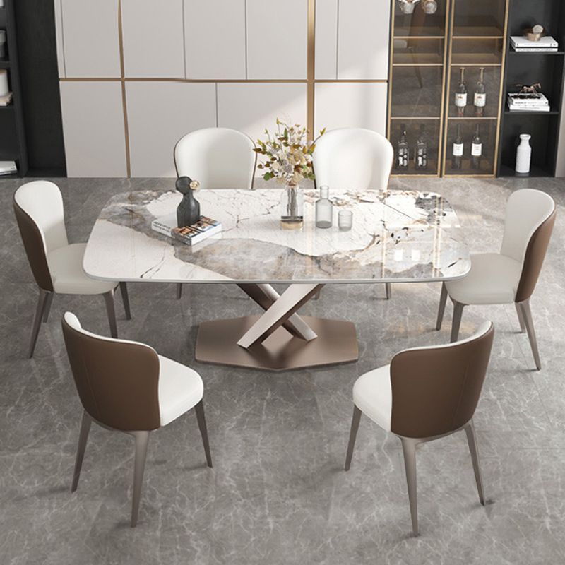 Nordic 1/4/5/7 Pieces Dining Sintered Stone Dining Table Set with Metal Legs