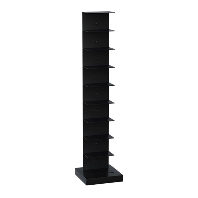 Contemporary Metal Bookshelf Black Geometric Shelf Bookcase for Study Room