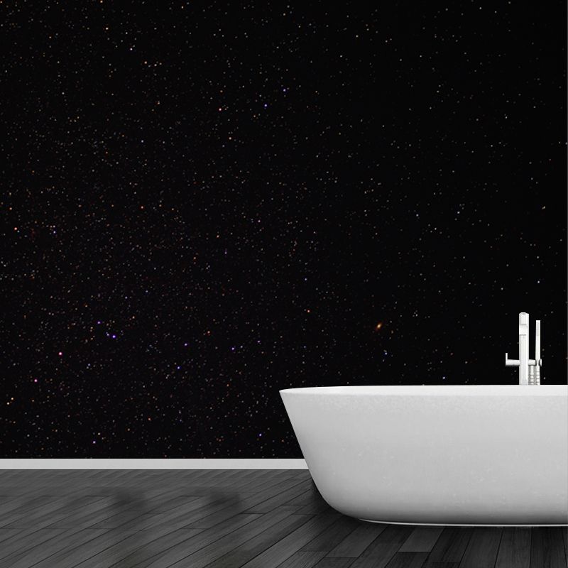 Photo Print Contemporary Mural Black Night and Starry Sky Wall Covering, Optional Size