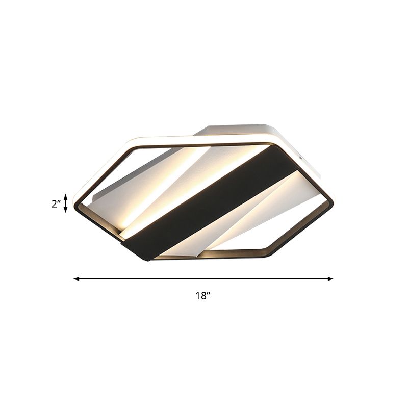 Lámpara de techo LED de acrílico moderna con luz de techo rasante rectangular y hexagonal en negro para hotel