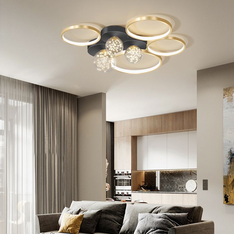 New Modern LED Metal Flush Light Black Flush Mount Ceiling Light for Living Room