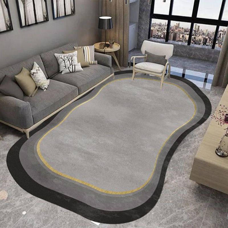 Gray Fish Print Indoor Rug Polyester Casual Rug Washable Area Rug for Indoor Room