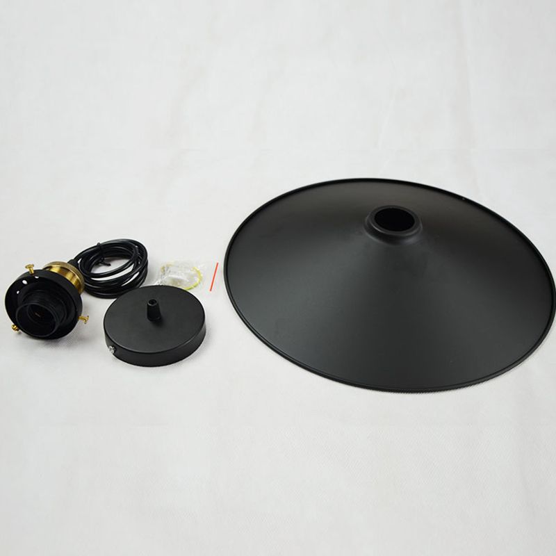 Black Flared Shade Hanging Light Simplicity Metallic 1 Bulb Restaurant Pendant Light Fixture