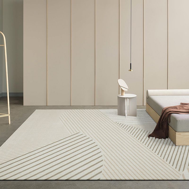 Simple Modern Rug Beige Geometric Patterned Indoor Rug Pet Friendly Stain-Resistant Washable Area Carpet for Living Room