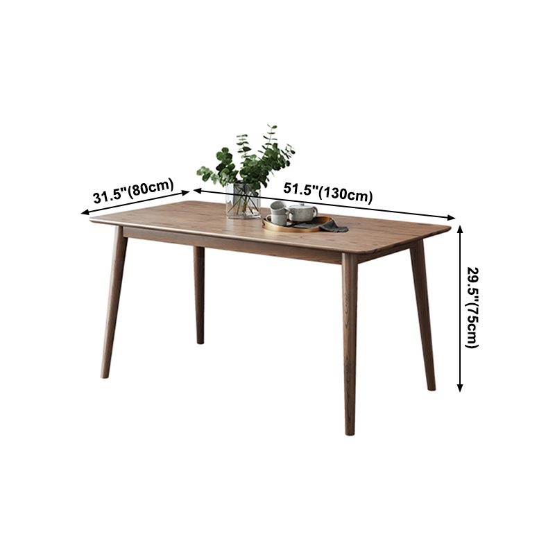 Mesa de comedor marrón moderna, mesa de comedor rectangular de madera maciza con 4 patas