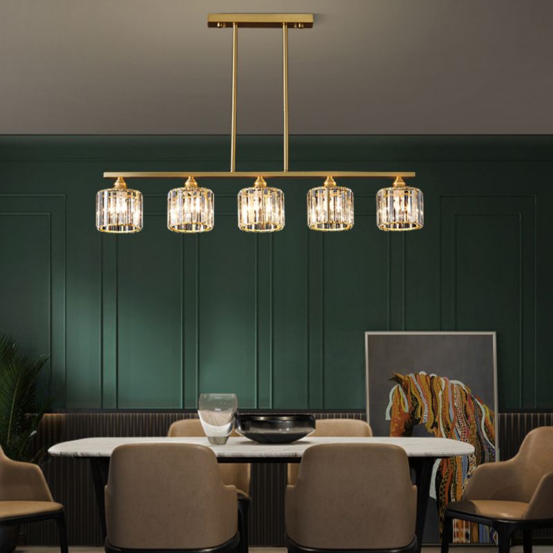 Contemporary Style Cylinder Shape Island Lights Crystal Island Lighting