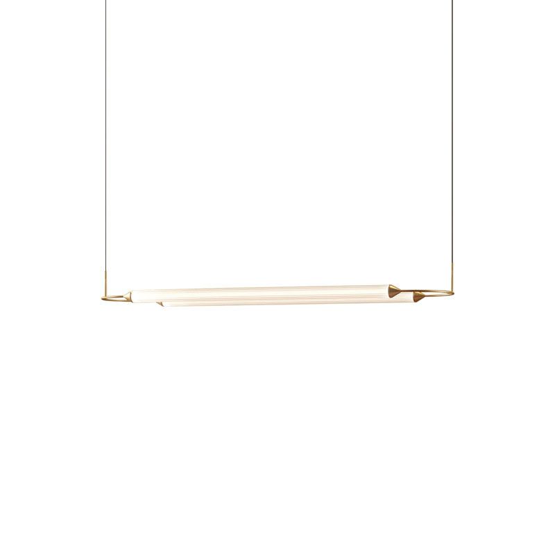 Acrylic 2-Light Island Light in Modern Simplicity Metal Linear LED Pendant Light in White