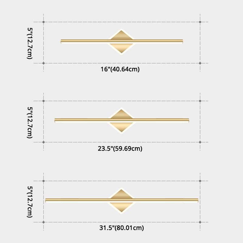 Lampade per vanità per bagno lineare in stile Luxury Mid-secolo Lampadele per vanità in metallo con finitura oro in oro