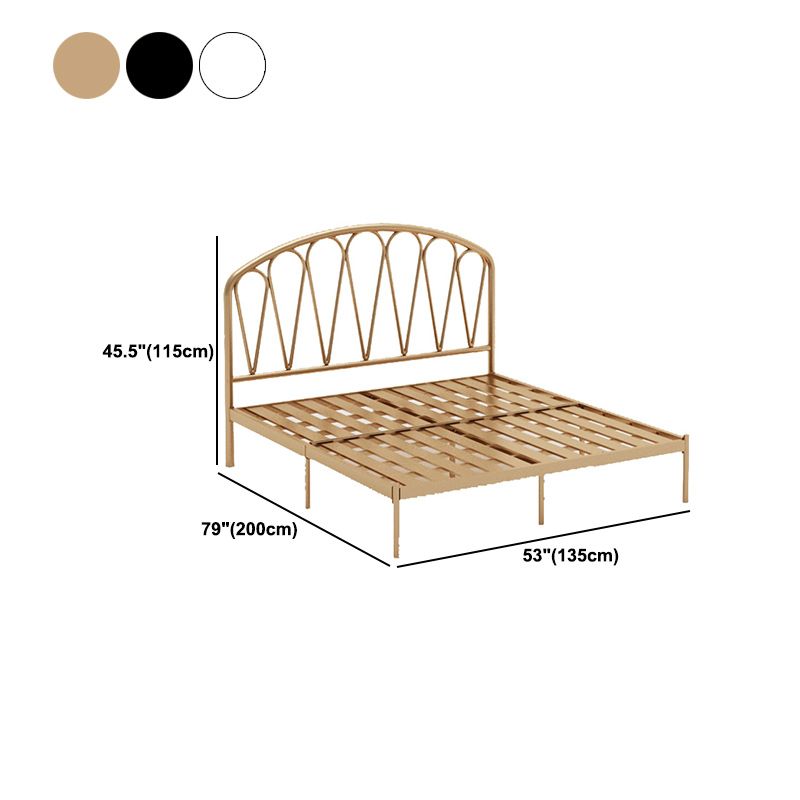 Glam Metallic Open-Frame Bed with Arched Headboard, 45.3" Tall