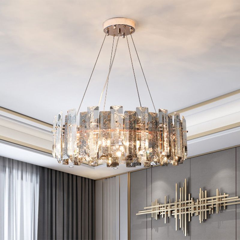 Luce soffitto a sospensione tamburo modernista modernista fumio grigio cristallo soggiorno lampada lampada