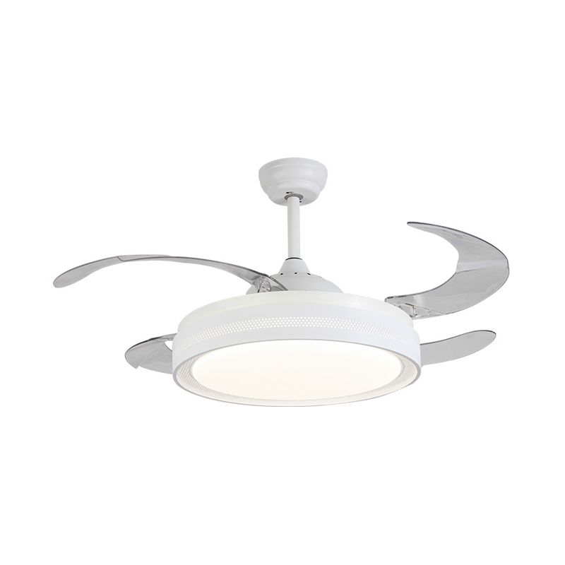 42 "Breite weiße Ring Deckenlüftungslampe Modernismus Acryl -LED -Schlafzimmer Halbflush -Montierung Leuchte mit 4 Klingen, Fern-/Wandsteuerung/Fernbedienung und Wandsteuerung