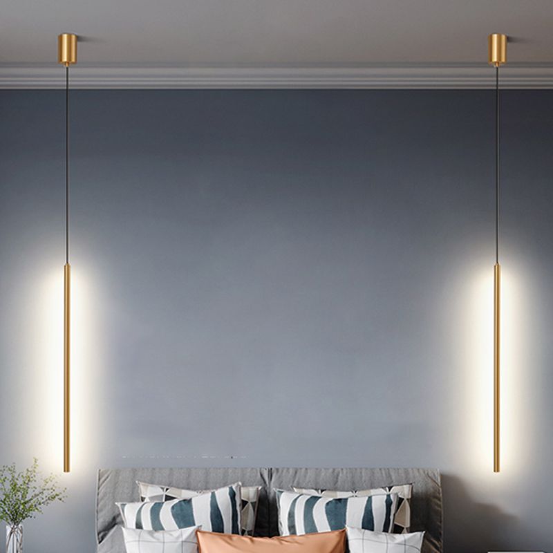 Linear Shape Hanging Lighting Modern Style Metal 2 Light Hanging Lamp for Living Room