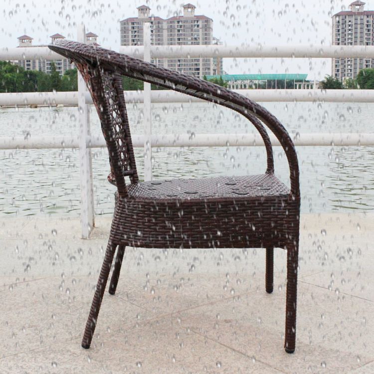 Modern Tempered Glass Outdoor Table Set 1/4/5 Pieces Dining Table with Rat Base