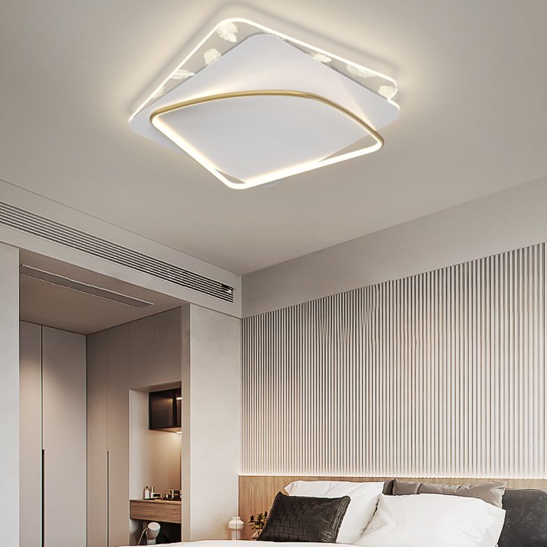 Contemporary Style Aluminum LED Flush Light Fixture Feather Ceiling Flush Mount for Bedroom