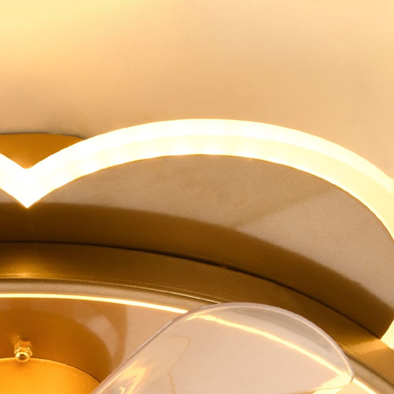 Cartoon Love Heart Led Lüfter Leichtes Acrylschlafzimmer Halbflush Mount Decke mit Metallring