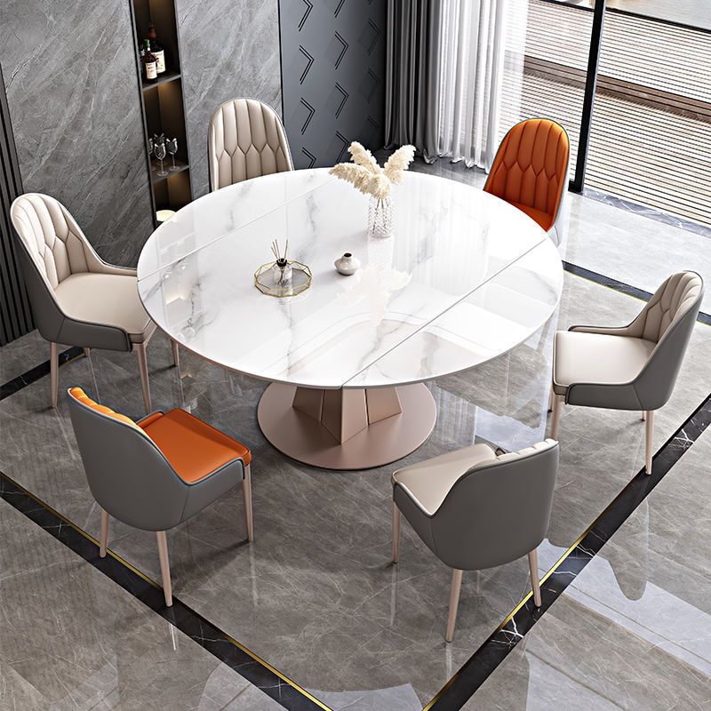 Convertible Furniture Glam Pedestal Dining Table for Kitchen