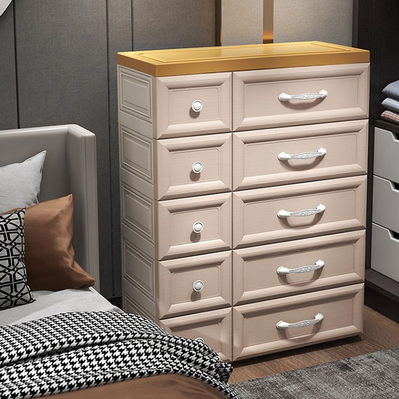 Modern Style Non-Hanging Armoire Plastic Home Cabinet with 10 Drawers