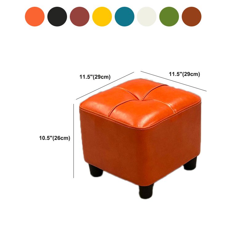Modern Square Ottoman Plain Water Resistant Faux Leather Stain Resistant Tufted Ottoman