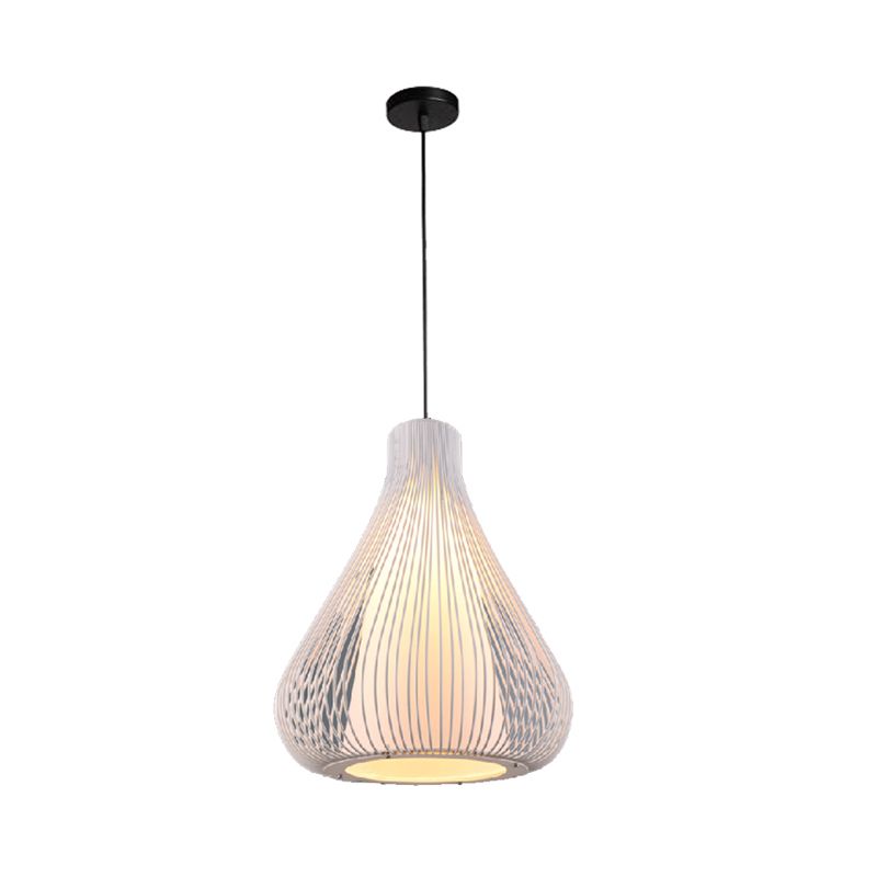 Metallic Black/White Ceiling Lighting Teardrop Cage Shade 1 Bulb Retro Industrial Pendant Light Fixture