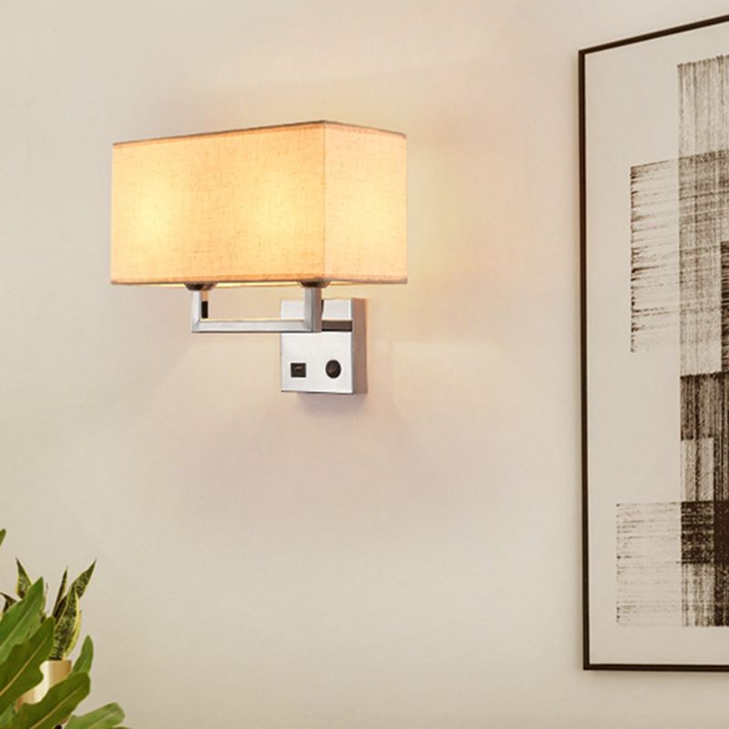 Modernism Sliver Metal Wall Light Fabric Shaded Lighting for Room