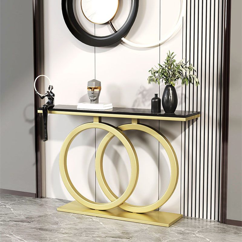Modern Stone Console Sofa Table Metal Rectangle End Table for Hall