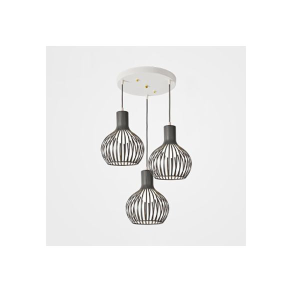 3 bulbos iluminación de techo con tono de cúpula de cúpula comedor industrial de metal luz colgante en gris/rosa