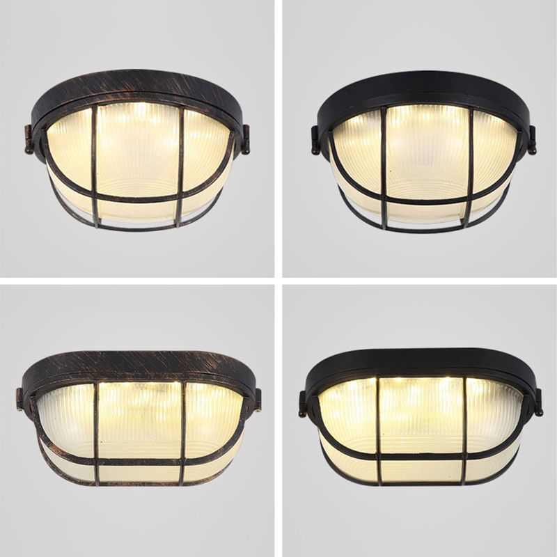 Retro Geometric Flush Mount Lamp Metallic LED Ceiling Light for Outdoor